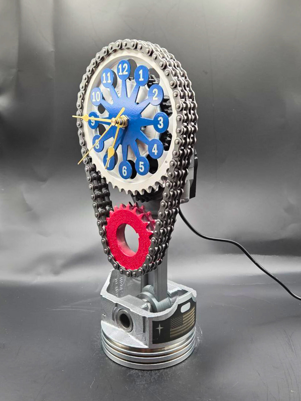 American Steel: Limited Edition Red, White & Blue Piston Clock by Clock9nine
