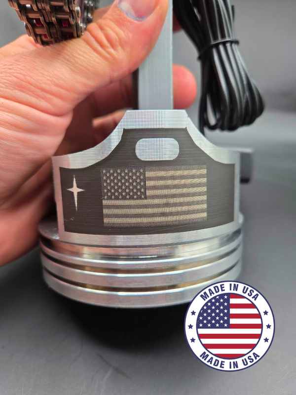 American Steel: Limited Edition Red, White & Blue Piston Clock by Clock9nine