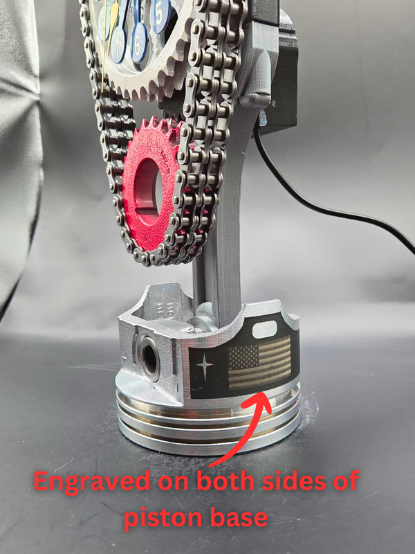 American Steel: Limited Edition Red, White & Blue Piston Clock by Clock9nine