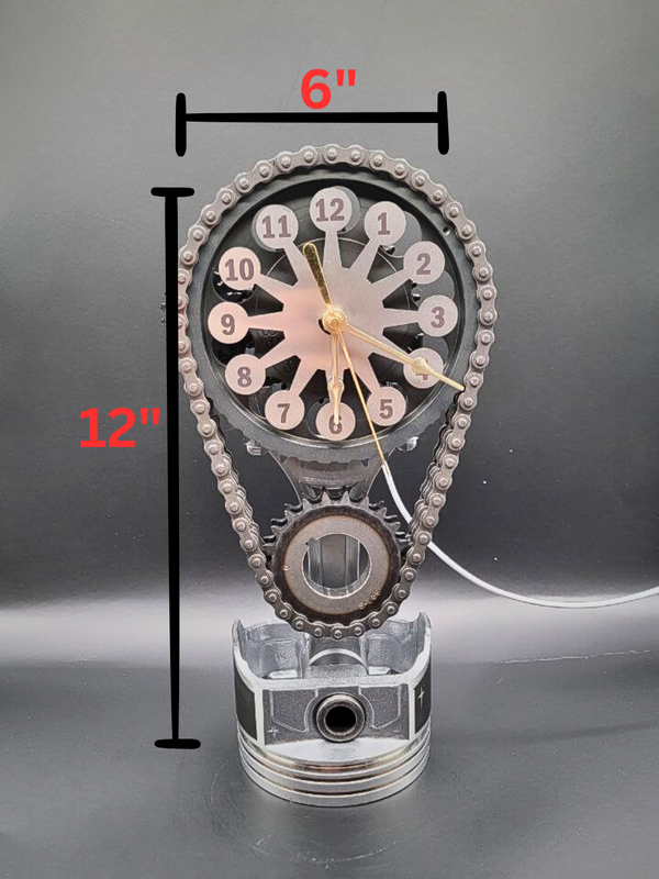 Engraved Piston- Chevy Small Block Rotating Timing Chain Clock