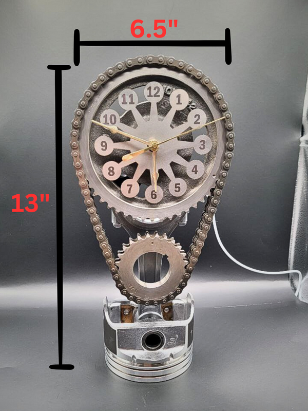 Engraved Piston- Chevy Big Block Rotating Timing Chain Clock