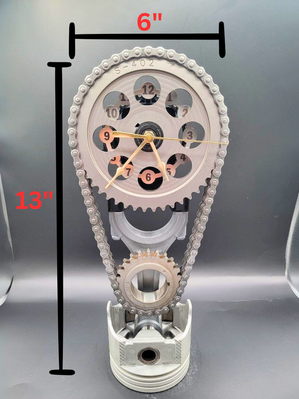 Dodge Mopar 360 Rotating Timing Chain Gear Clock: Muscle Car Charger & Dart Hot Rod, Man Cave Decor, Car Show Trophy, Piston Clock