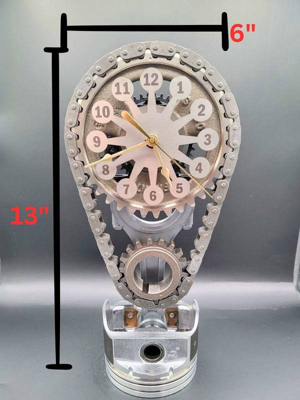 Oldsmobile V8, Motorized Automotive Decor, Muscle Car Timing Chain Clock Art for Garage, Man Cave or Car Show Trophy, Piston Art, Cutlass.