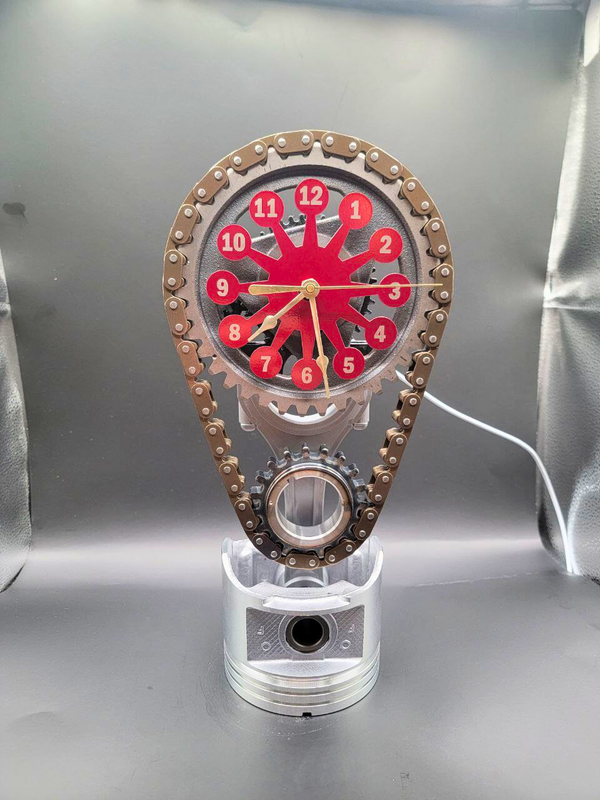 Dodge Big Block Timing Chain Clock, Powder Coated Metal Face, Rotating Gears