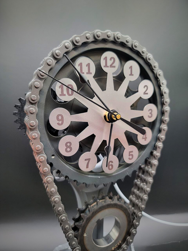 Chevy Small Block Timing Chain Clock – Corvette, Camaro, Nova Art with Rotating Gears