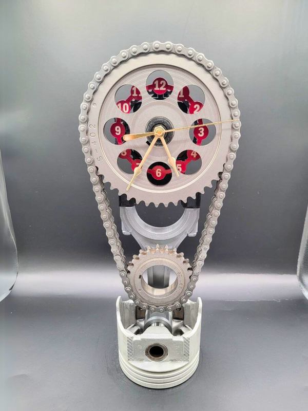 Dodge Mopar 360 Rotating Timing Chain Gear Clock: Muscle Car Charger & Dart Hot Rod, Man Cave Decor, Car Show Trophy, Piston Clock