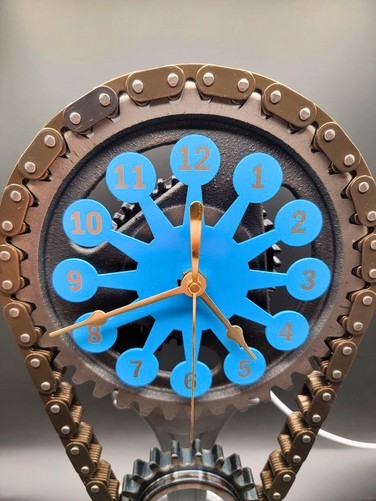 Dodge Big Block Timing Chain Clock, Powder Coated Metal Face, Rotating Gears Dodge Big Block Timing Chain Clock, Powder Coated Metal Face, Rotating Gears