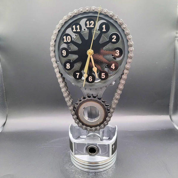 Engraved Piston- Chevy Small Block Rotating Timing Chain Clock