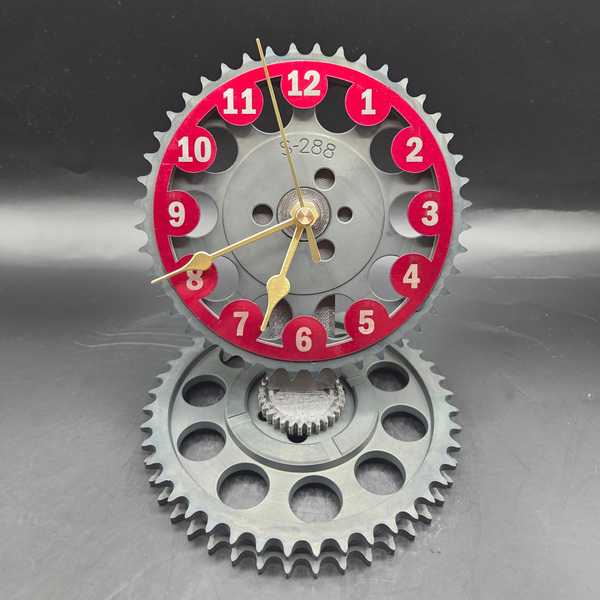 Pontiac Timing Gear Clock, GTO Firebird Automotive Desk Clock, Upcycled Car Part Decor, Mechanic Gift, Man Cave Garage Clock – 6x5 Inch