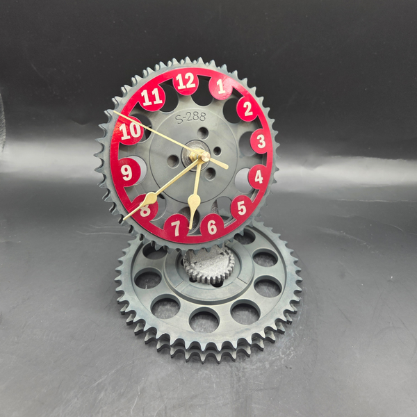 Pontiac Timing Gear Clock, GTO Firebird Automotive Desk Clock, Upcycled Car Part Decor, Mechanic Gift, Man Cave Garage Clock – 6x5 Inch