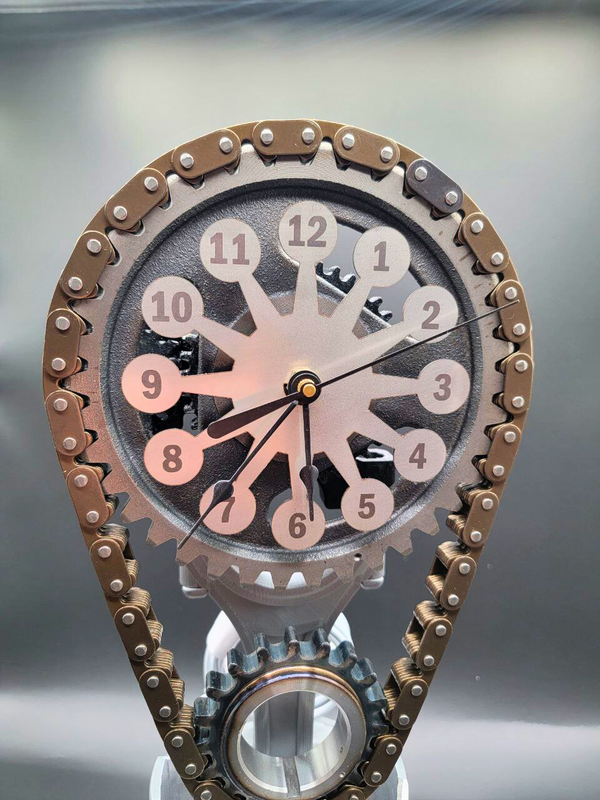 Dodge Big Block Timing Chain Clock, Powder Coated Metal Face, Rotating Gears