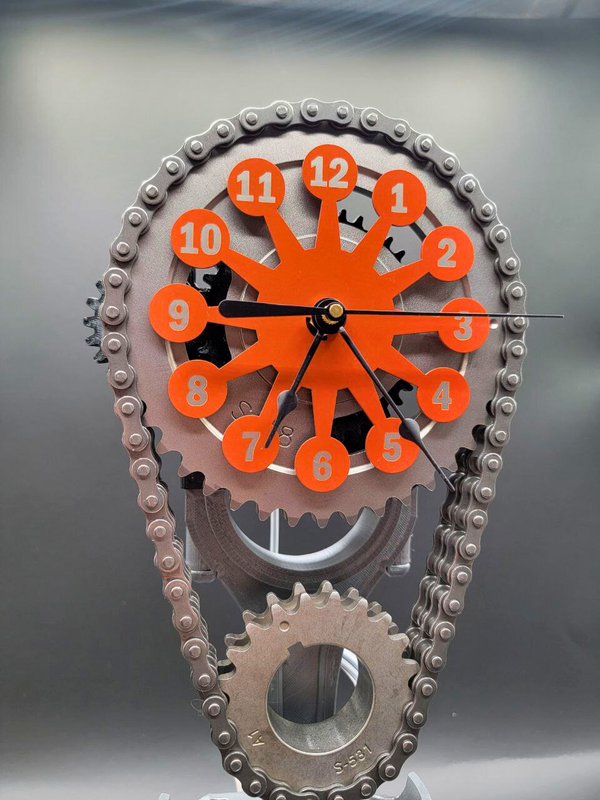 Ford 351 Timing Chain Clock, Powder Coated Metal Face, Rotating Gears