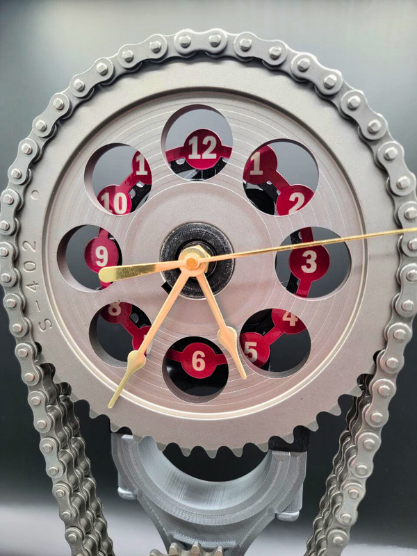 Dodge Mopar 360 Rotating Timing Chain Gear Clock: Muscle Car Charger & Dart Hot Rod, Man Cave Decor, Car Show Trophy, Piston Clock