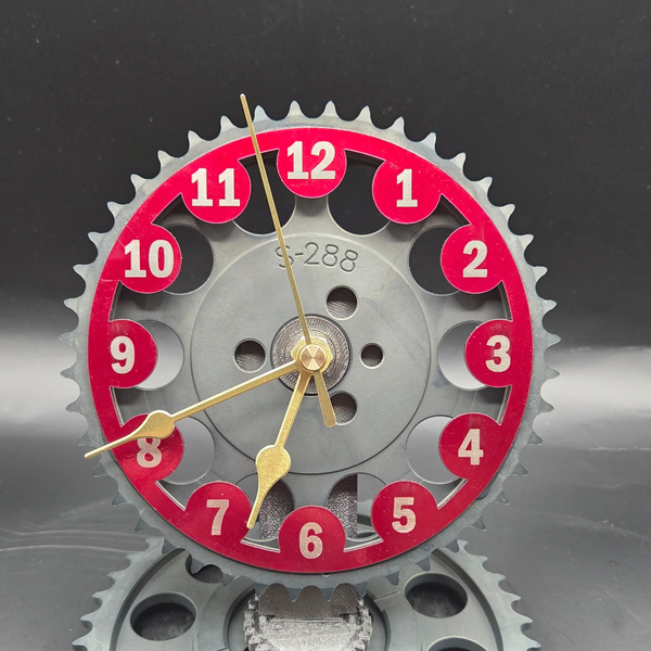 Pontiac Timing Gear Clock, GTO Firebird Automotive Desk Clock, Upcycled Car Part Decor, Mechanic Gift, Man Cave Garage Clock – 6x5 Inch