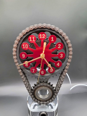 Chevy Small Block Timing Chain Clock – Corvette, Camaro, Nova Art with Rotating Gears