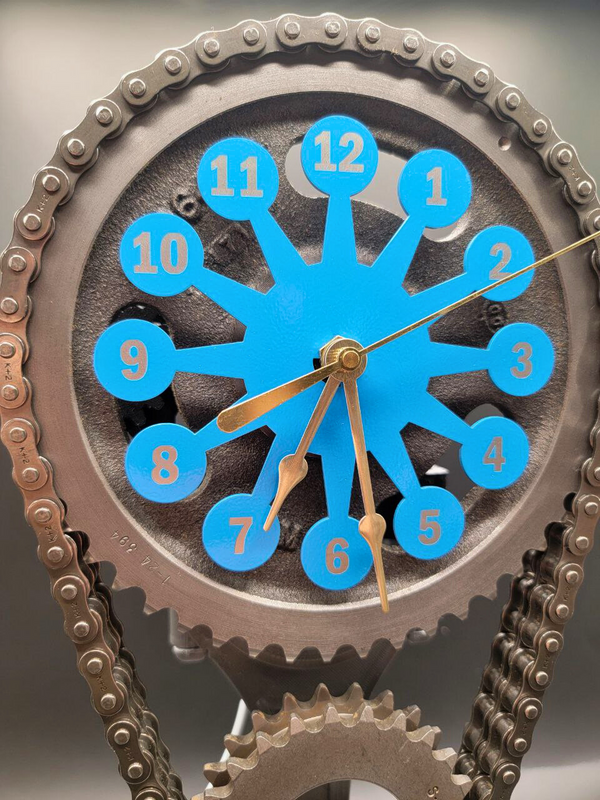 Engraved Piston- Chevy Big Block Rotating Timing Chain Clock