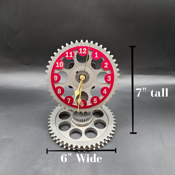 Mopar Timing Gear Clock, Challenger Charger Automotive Desk Clock, Upcycled Car Part Decor, Muscle Car Gift, Man Cave Garage Clock- 7x6 Inch