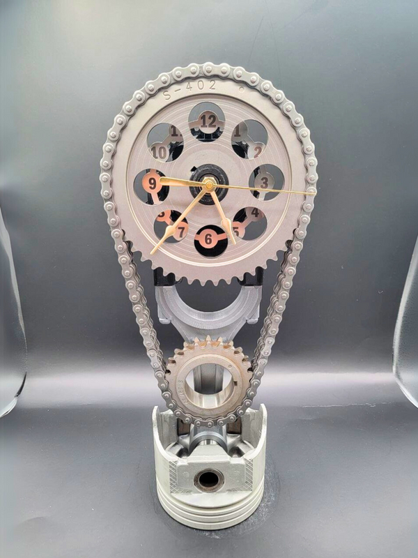 Dodge Mopar 360 Rotating Timing Chain Gear Clock: Muscle Car Charger & Dart Hot Rod, Man Cave Decor, Car Show Trophy, Piston Clock