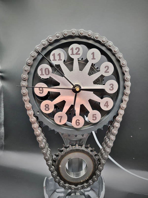 Engraved Piston- Chevy Small Block Rotating Timing Chain Clock