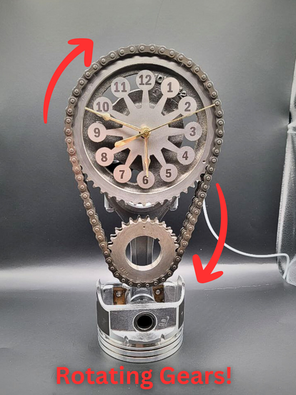 Engraved Piston- Chevy Big Block Rotating Timing Chain Clock