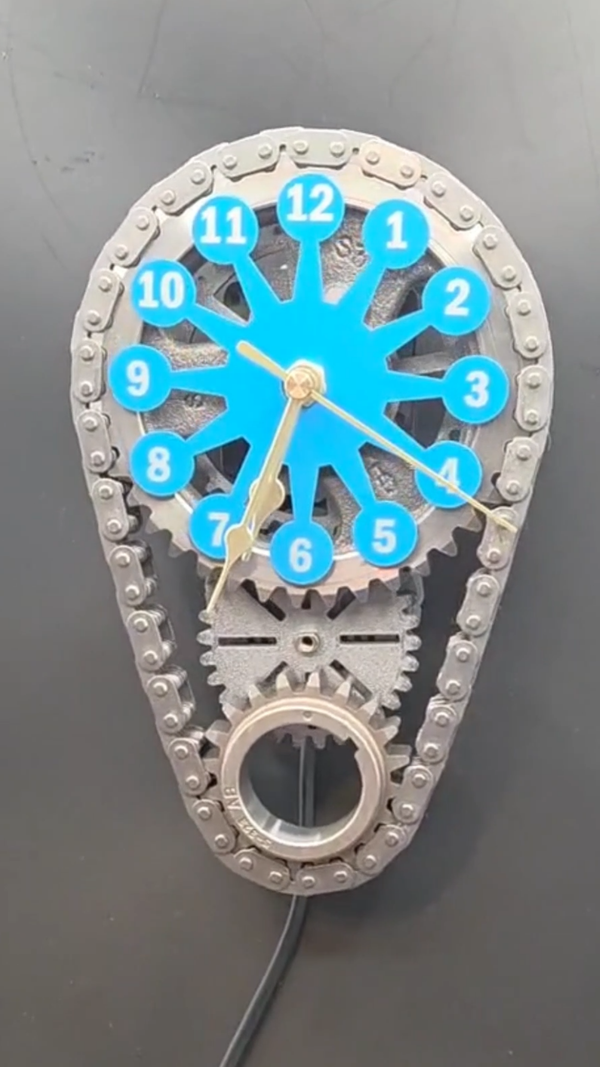 Buick V8, Car Part Clock, Timing Chain Clock with Rotating Gears, Personalize the Stand