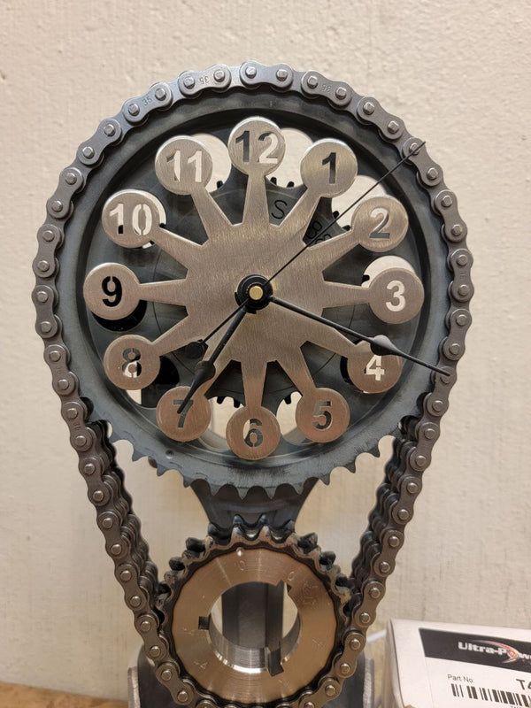 Personalized Chevy V8 Rotating Timing Chain Clock Add Custom Text.