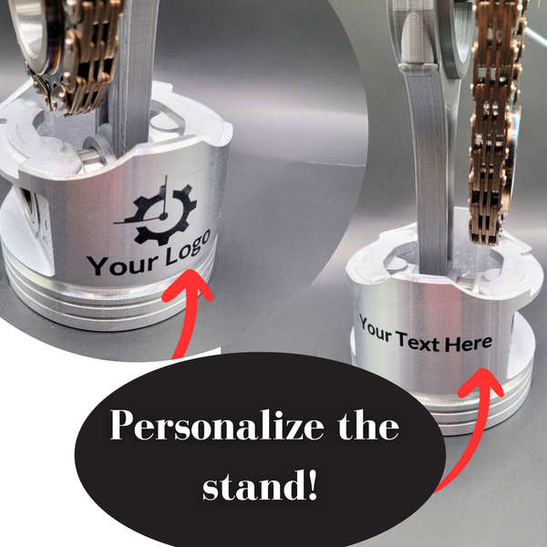 Pontiac Timing Chain Clock with Rotating Gears, Personalize Stand