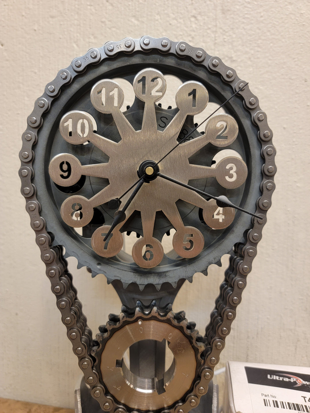 Chevy Small block Timing Chain Clock, Motorized, Rotating. Clock9nine