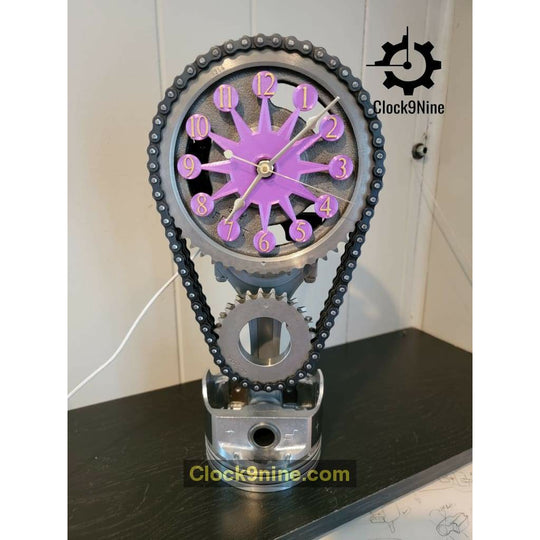 Chevy Big block Timing Chain Clock, Motorized, Rotating. Clock9nine