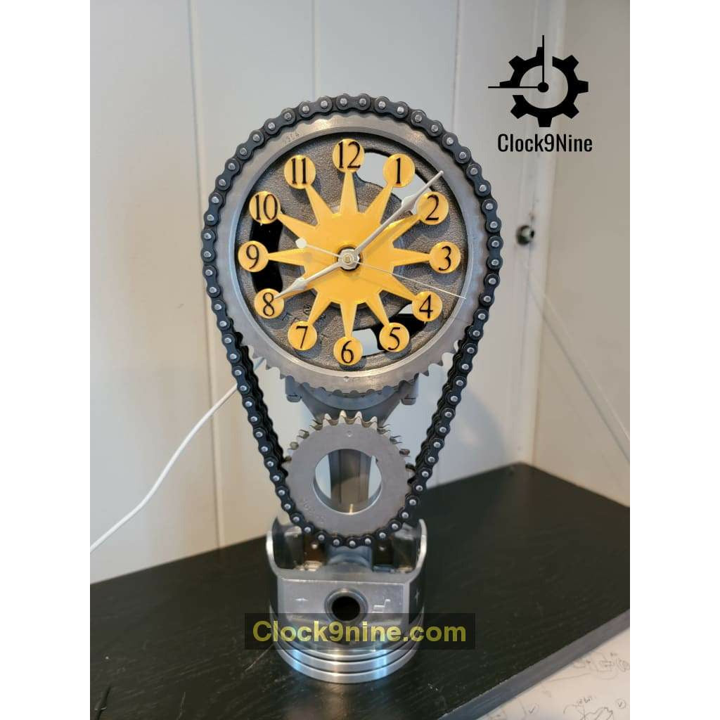 Chevy Big block Timing Chain Clock, Motorized, Rotating. Clock9nine